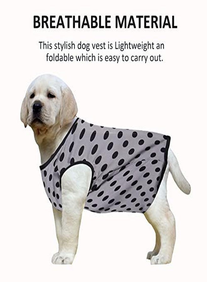 Western Era Funky Soft Cotton Dog T-Shirt, Light Weight &Comfortable Dog Clothing, Sleeveless Stylish Vest Puppy Outfit, Dog Apparel (Polka Grey) (XLarge) (26 inches) - Image 4